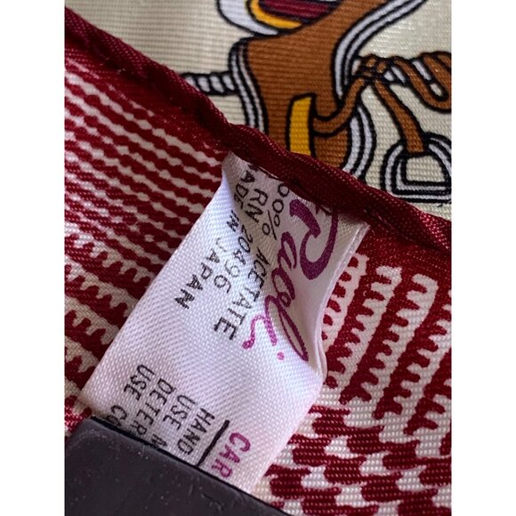 Paoli Vintage Equestrian Scarf made in Japan red and cream horse rider print - Picture 5 of 12